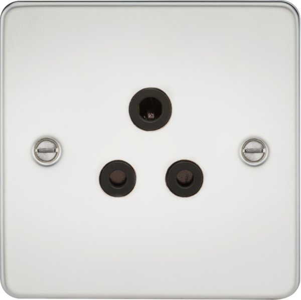 Knightsbridge FP5APC Knightsbridge Flat Plate 5A Unswitched Socket - Polished Chrome with Black Insert