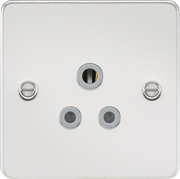 Knightsbridge FP5APCG Knightsbridge Flat Plate 5A Unswitched Socket - Polished Chrome with Grey Insert