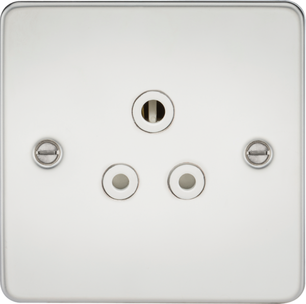 Knightsbridge FP5APCW Knightsbridge Flat Plate 5A Unswitched Socket - Polished Chrome with White Insert