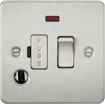 Knightsbridge FP6300FBC Knightsbridge Flat Plate 13A Switched Fused Spur Unit With Neon and Flex Outlet - Brushed Chrome