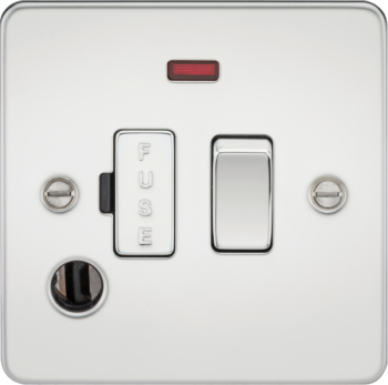 Knightsbridge FP6300FPC Knightsbridge Flat Plate 13A Switched Fused Spur Unit with Neon and Flex Outlet - Polished Chrome