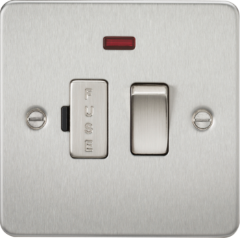 Knightsbridge FP6300NBC Knightsbridge Flat Plate 13A Switched Fused Spur Unit With Neon - Brushed Chrome