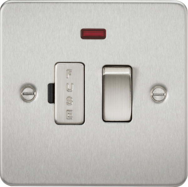 Knightsbridge FP6300NBC Knightsbridge Flat Plate 13A Switched Fused Spur Unit With Neon - Brushed Chrome