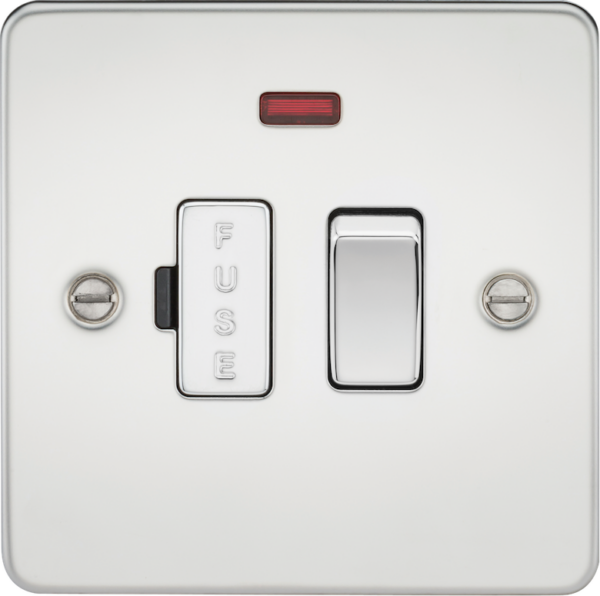 Knightsbridge FP6300NPC Knightsbridge Flat Plate 13A Switched Fused Spur Unit with Neon - Polished Chrome