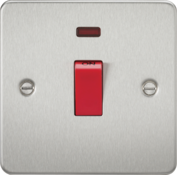 Knightsbridge FP8331NBC Knightsbridge Flat Plate 45A 1G DP Switch with Neon - Brushed Chrome