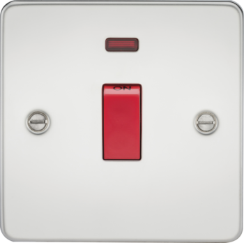 Knightsbridge FP8331NPC Knightsbridge Flat Plate 45A 1G DP Switch with Neon - Polished Chrome