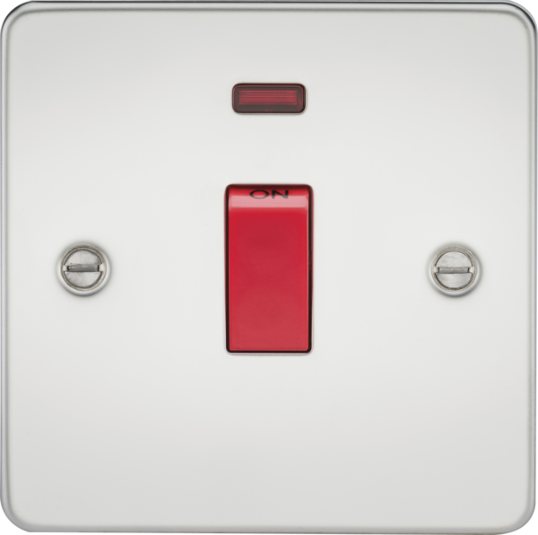 Knightsbridge FP8331NPC Knightsbridge Flat Plate 45A 1G DP Switch with Neon - Polished Chrome
