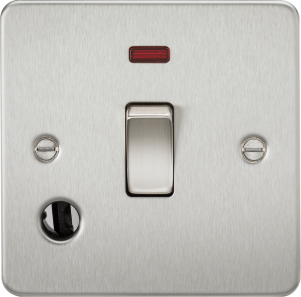 Knightsbridge FP8341FBC Knightsbridge Flat Plate 20A 1G DP Switch with Neon and Flex Outlet - Brushed Chrome