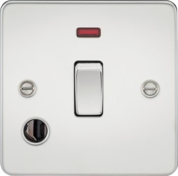 Knightsbridge FP8341FPC Knightsbridge Flat Plate 20A 1G DP Switch with Neon and Flex Outlet - Polished Chrome