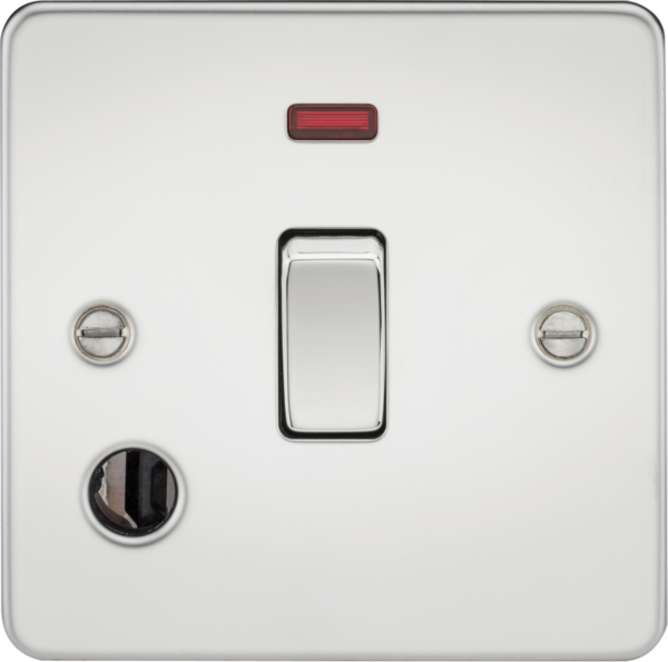 Knightsbridge FP8341FPC Knightsbridge Flat Plate 20A 1G DP Switch with Neon and Flex Outlet - Polished Chrome