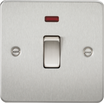 Knightsbridge FP8341NBC Knightsbridge Flat Plate 20A 1G DP Switch with Neon - Brushed Chrome