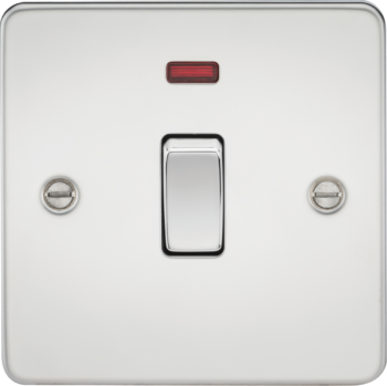 Knightsbridge FP8341NPC Knightsbridge Flat Plate 20A 1G DP Switch with Neon - Polished Chrome