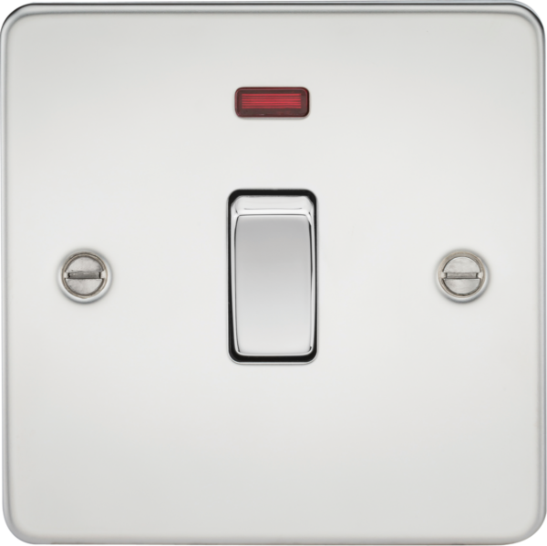 Knightsbridge FP8341NPC Knightsbridge Flat Plate 20A 1G DP Switch with Neon - Polished Chrome