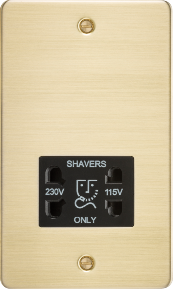 Knightsbridge FP8900BB Knightsbridge Flat Plate 115V/230V Dual Voltage Shaver Socket - Brushed Brass with Black Insert