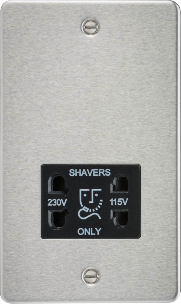 Knightsbridge FP8900BC Knightsbridge FP8900BC Flat Plate 115/230V Dual Voltage Shaver Socket - Brushed Chrome with Black Insert