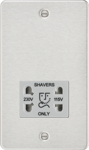 Knightsbridge FP8900BCG Knightsbridge FP8900BCG Flat Plate 115/230V Dual Voltage Shaver Socket - Brushed Chrome with Grey Insert