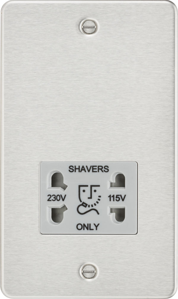 Knightsbridge FP8900BCG Knightsbridge FP8900BCG Flat Plate 115/230V Dual Voltage Shaver Socket - Brushed Chrome with Grey Insert