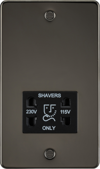 Knightsbridge FP8900GM Knightsbridge Flat Plate 115V/230V Dual Voltage Shaver Socket - Gunmetal with Black Insert