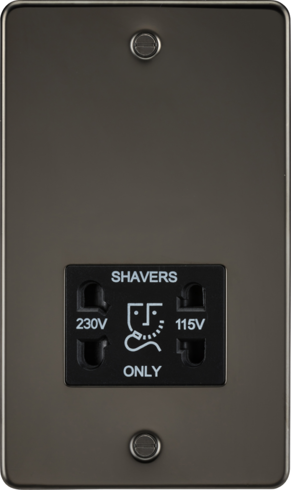 Knightsbridge FP8900GM Knightsbridge Flat Plate 115V/230V Dual Voltage Shaver Socket - Gunmetal with Black Insert