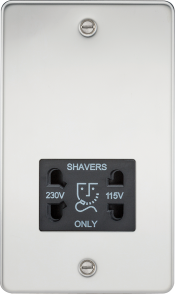 Knightsbridge FP8900PC Knightsbridge Flat Plate 115/230V Dual Voltage Shaver Socket - Polished Chrome with Black Insert