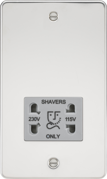 Knightsbridge FP8900PCG Knightsbridge Flat Plate 115/230V Dual Voltage Shaver Socket - Polished Chrome with Grey Insert