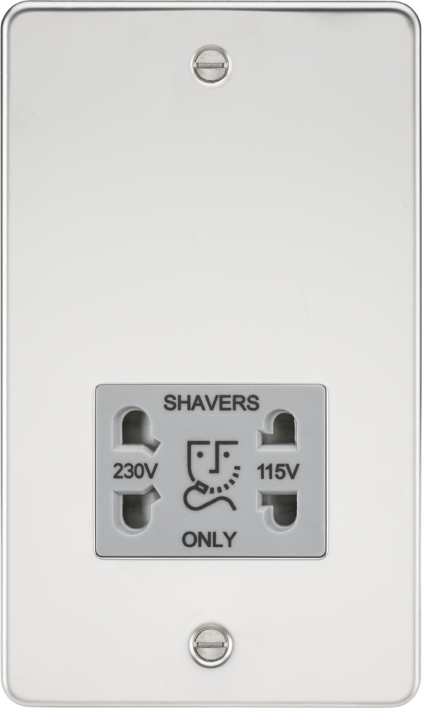 Knightsbridge FP8900PCG Knightsbridge Flat Plate 115/230V Dual Voltage Shaver Socket - Polished Chrome with Grey Insert