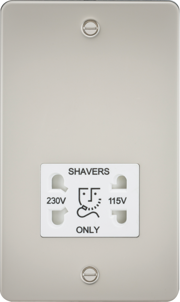 Knightsbridge FP8900PLW Knightsbridge Flat Plate 115V/230V Dual Voltage Shaver Socket - Pearl with White Insert