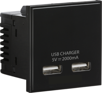 Knightsbridge NETUSBBK Knightsbridge Dual USB charger (2A) Module 50 x 50mm - Black