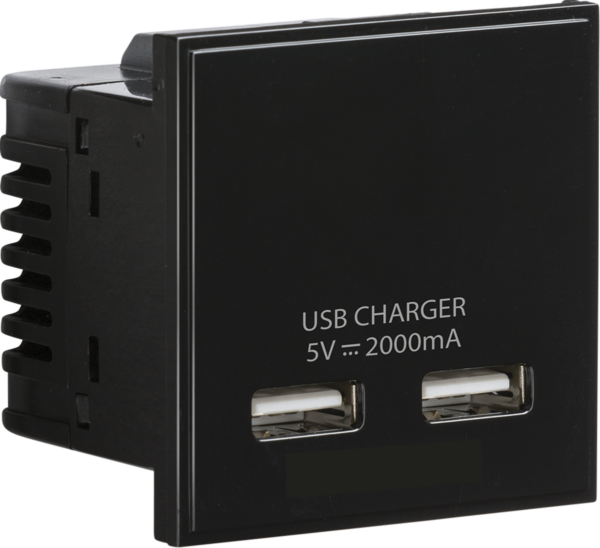 Knightsbridge NETUSBBK Knightsbridge Dual USB charger (2A) Module 50 x 50mm - Black