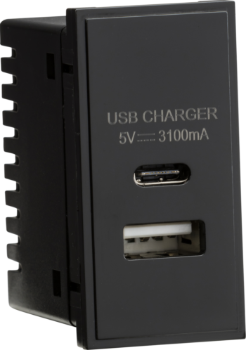 Knightsbridge NETUSBCBK Knightsbridge Dual USB Charger (3.1A) Module 25 x 50mm - Black