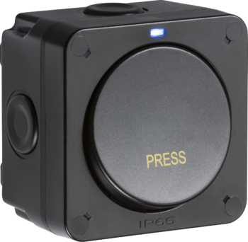 Knightsbridge OP21 Knightsbridge IP66 20AX 1G 1-way retractive switch - Black