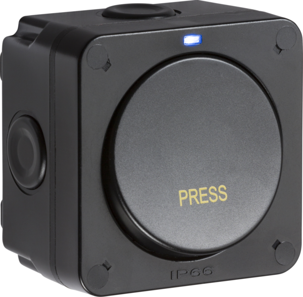 Knightsbridge OP21 Knightsbridge IP66 20AX 1G 1-way retractive switch - Black