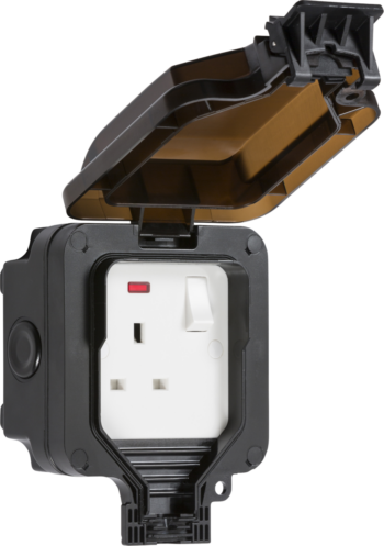 Knightsbridge OP7N Knightsbridge IP66 13A 1G DP Switched Socket with Neon - Black