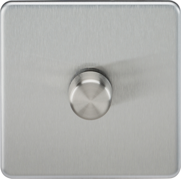 Knightsbridge SF2181BC Knightsbridge Screwless 1G 2-way 10-200W (5-150W LED) Trailing Edge Dimmer - Brushed Chrome