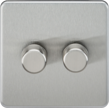 Knightsbridge SF2182BC Knightsbridge Screwless 2G 2-way 10-200W (5-150W LED) Trailing Edge Dimmer - Brushed Chrome