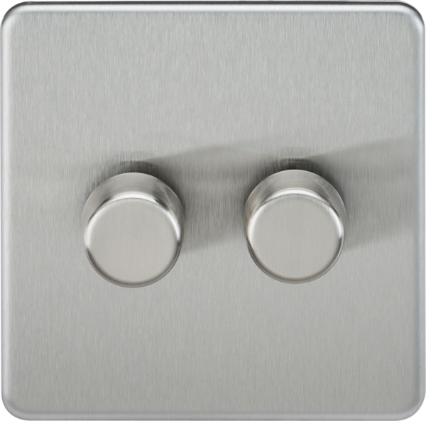 Knightsbridge SF2182BC Knightsbridge Screwless 2G 2-way 10-200W (5-150W LED) Trailing Edge Dimmer - Brushed Chrome