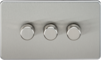 Knightsbridge SF2183BC Knightsbridge Screwless 3G 2-way 10-200W (5-150W LED) Trailing Edge Dimmer - Brushed Chrome