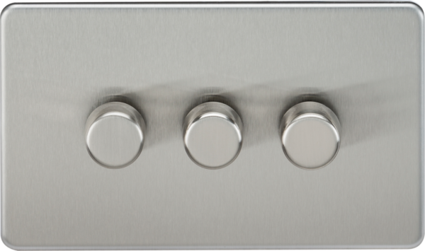 Knightsbridge SF2183BC Knightsbridge Screwless 3G 2-way 10-200W (5-150W LED) Trailing Edge Dimmer - Brushed Chrome