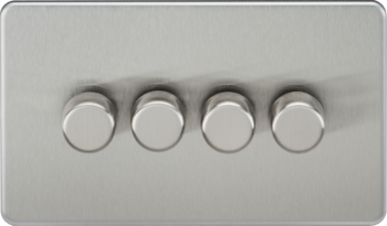 Knightsbridge SF2184BC Knightsbridge Screwless 4G 2-way 10-200W (5-150W LED) Trailing Edge Dimmer - Brushed Chrome