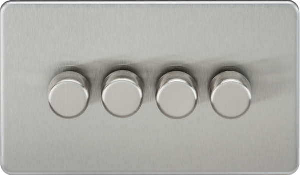 Knightsbridge SF2184BC Knightsbridge Screwless 4G 2-way 10-200W (5-150W LED) Trailing Edge Dimmer - Brushed Chrome