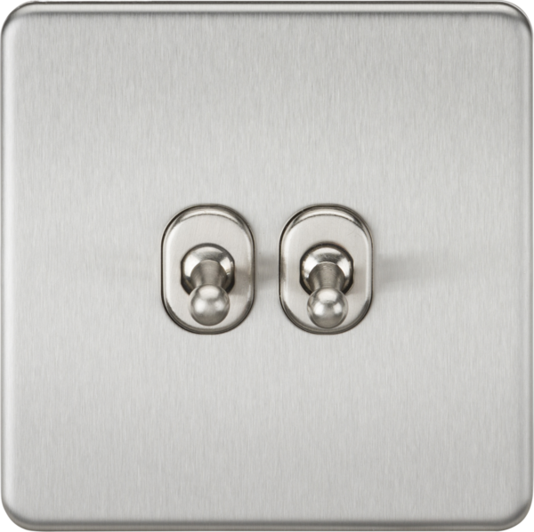 Knightsbridge SF2TOGBC Knightsbridge Screwless 10AX 2G 2-Way Toggle Switch - Brushed Chrome