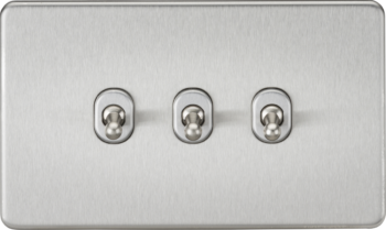 Knightsbridge SF3TOGBC Knightsbridge Screwless 10AX 3G 2-Way Toggle Switch - Brushed Chrome