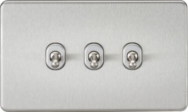 Knightsbridge SF3TOGBC Knightsbridge Screwless 10AX 3G 2-Way Toggle Switch - Brushed Chrome