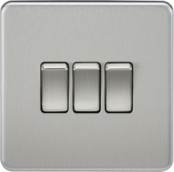 Knightsbridge SF4000BC Knightsbridge Screwless 10AX 3G 2-Way Switch - Brushed Chrome