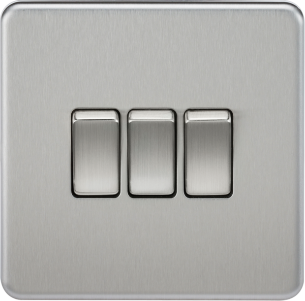Knightsbridge SF4000BC Knightsbridge Screwless 10AX 3G 2-Way Switch - Brushed Chrome