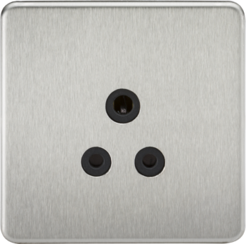 Knightsbridge SF5ABC Knightsbridge Screwless 5A Unswitched Socket - Brushed Chrome with Black Insert
