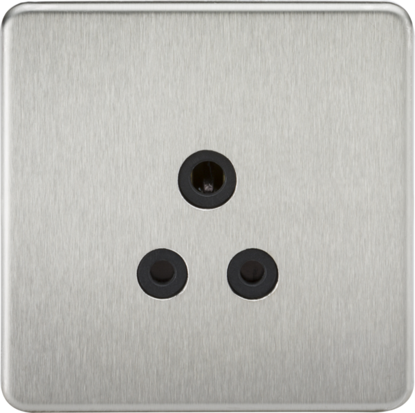 Knightsbridge SF5ABC Knightsbridge Screwless 5A Unswitched Socket - Brushed Chrome with Black Insert