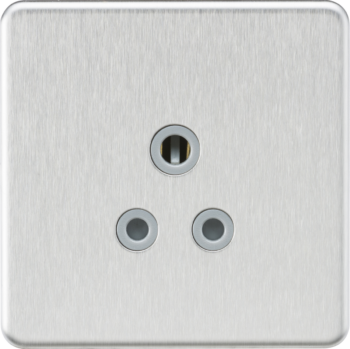 Knightsbridge SF5ABCG Knightsbridge Screwless 5A Unswitched Socket - Brushed Chrome with Grey Insert