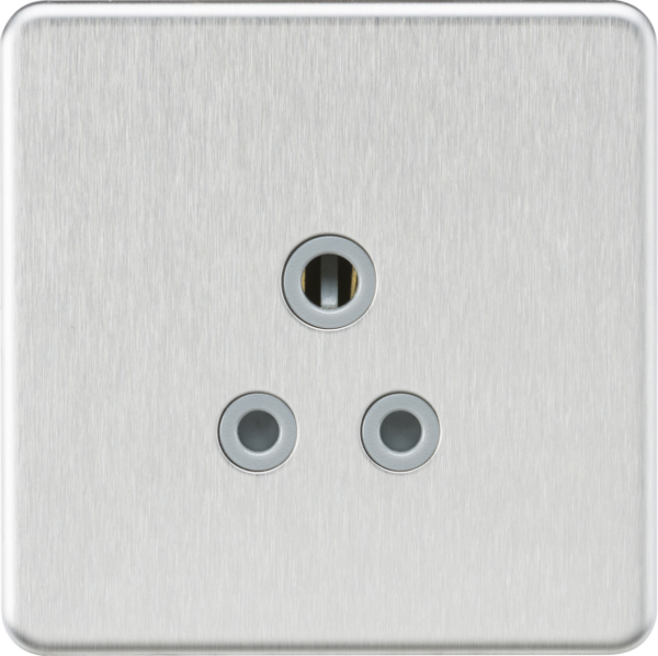 Knightsbridge SF5ABCG Knightsbridge Screwless 5A Unswitched Socket - Brushed Chrome with Grey Insert