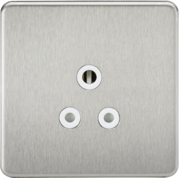 Knightsbridge SF5ABCW Knightsbridge Screwless 5A Unswitched Socket - Brushed Chrome with White Insert
